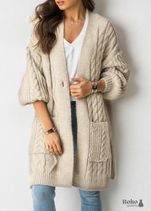 Cárdigan bohemio beige